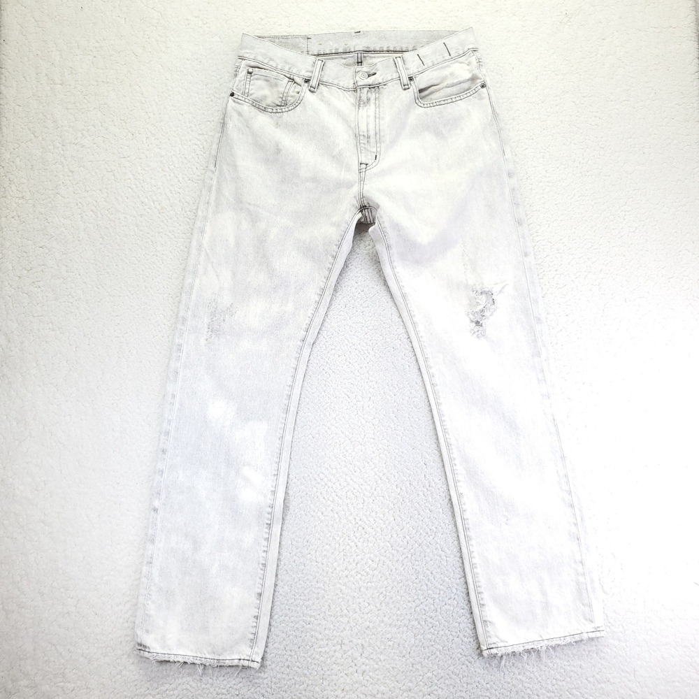 Denim & Supply Ralph Lauren Mens Straight Leg Jeans Gray Distressed 32x32 Frayed